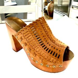 Sigerson Morrison Tan Leather Heel Mules - Size 8